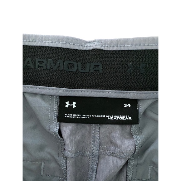 Under Armour Heat Gear Shorts Mens Size 34 Stretch Golf Gray Flat Front - Picture 3 of 6